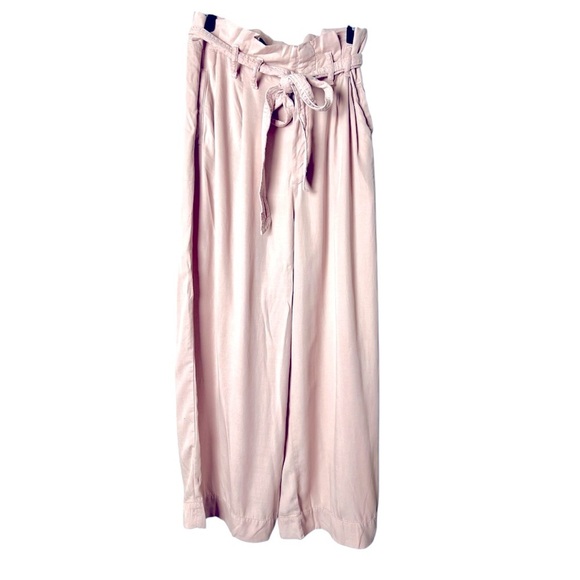 Anthropologie Blythe Wide Leg Paperbag Pants in Blush Pink Casual Size 10 Preppy - Picture 4 of 12